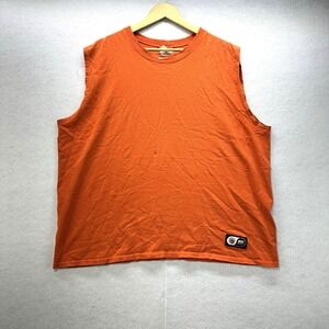 Vintage Nike Muscle Tank Top Shirt XL Orange 90s Gym USA White Tag Center Swoosh